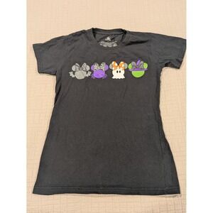 Disney Minnie Mouse Halloween Black T Shirt Size S Ghost Spider Bat